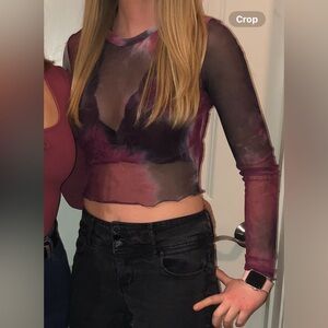 Sheer long sleeve crop top